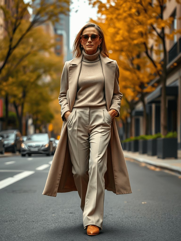 Elegant fall outfit: Monochrome neutrals for a sophisticated autumn ensemble