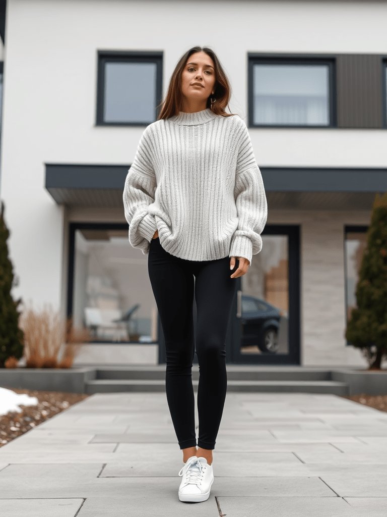 Minimalist Scandinavian-inspired fall outfit with oversized sweater