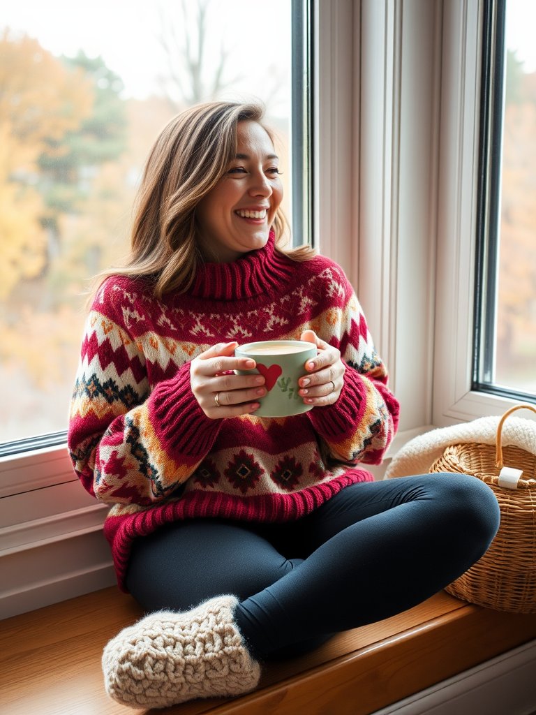 Cozy preppy fall outfit with Fair Isle sweater