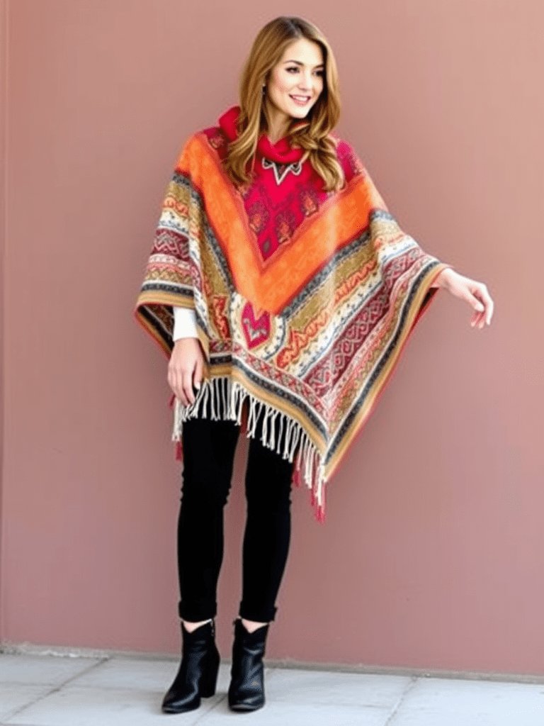 Poncho jeans outfit