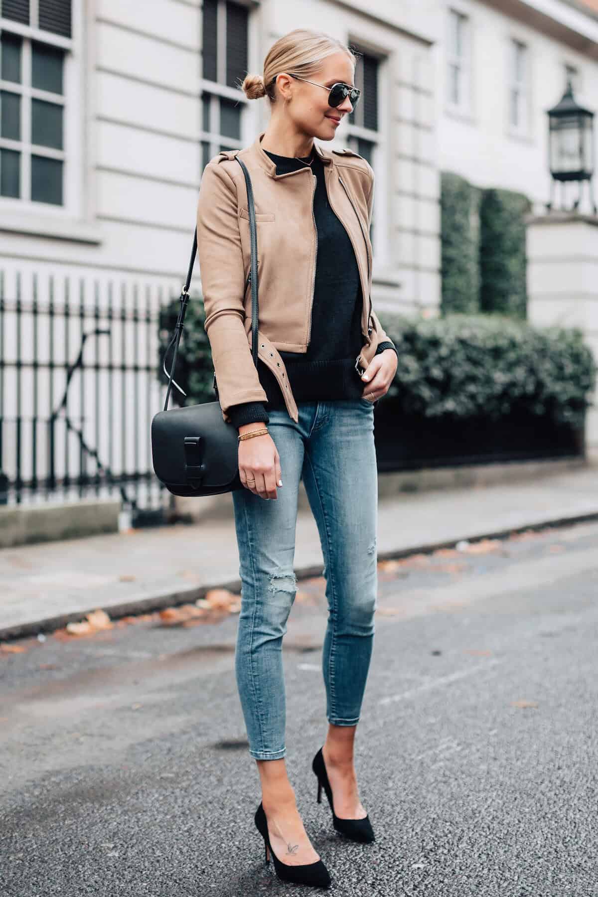 Fashion-Jackson-Tan-Suede-Moto-Jacket-Black-Sweater-Denim-Skinny-Jeans-Black-Pumps-Black-Handbag