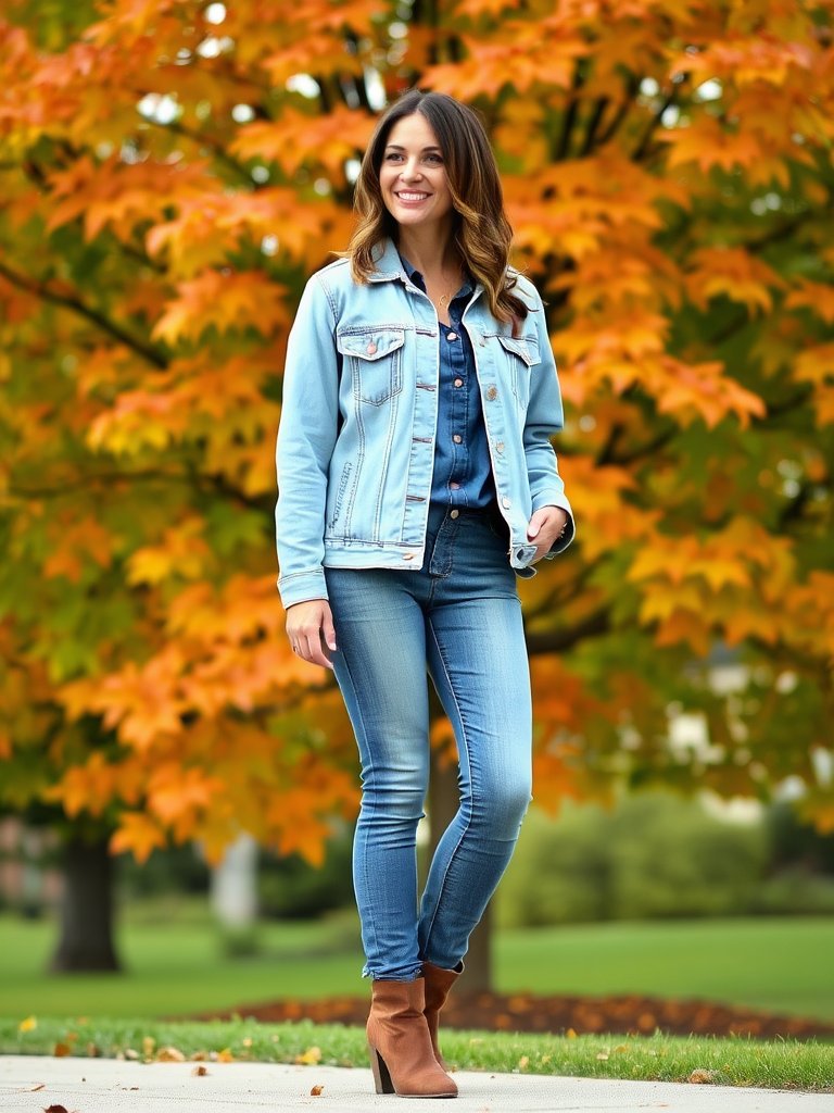 90s Canadian tuxedo fall outfit: denim on denim