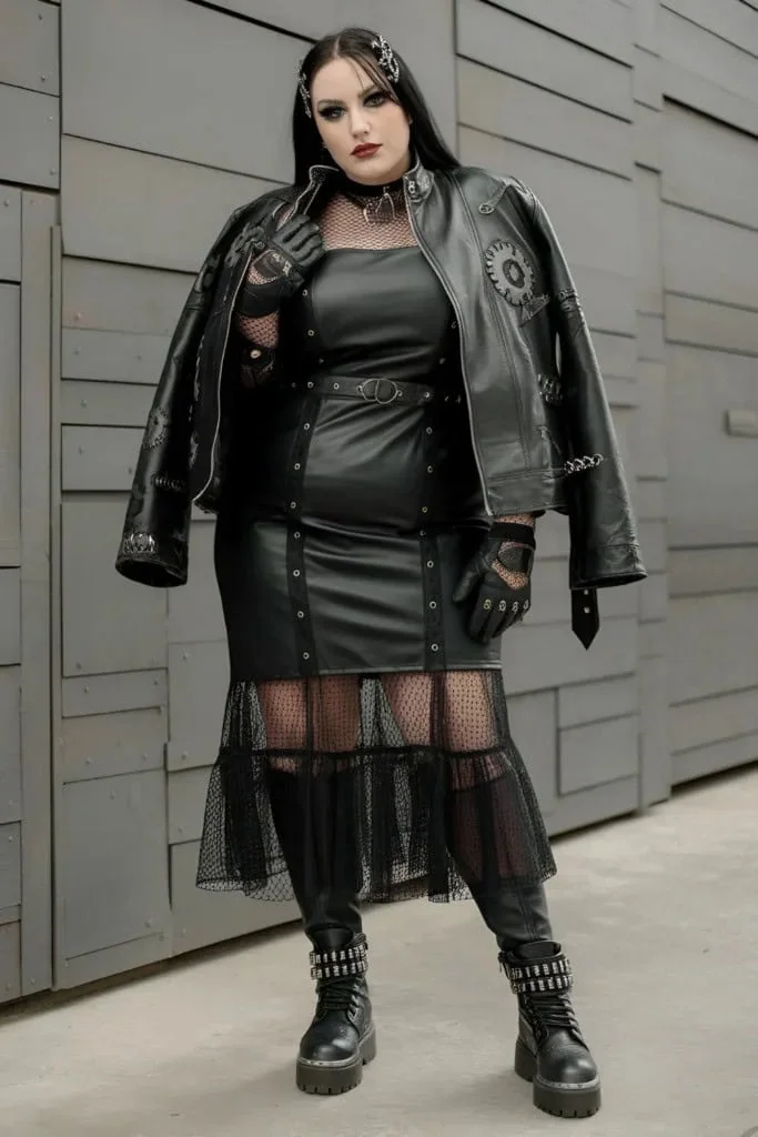 Winter-Plus-Size-Goth-Fitted-Black-Dress-Outfit-683x1024