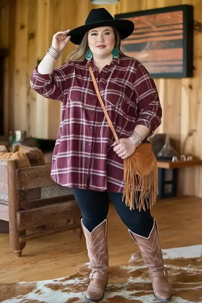 Plus-Size-Fall-Plaid-Tunic-Country-Concert-Outfit-683x1024