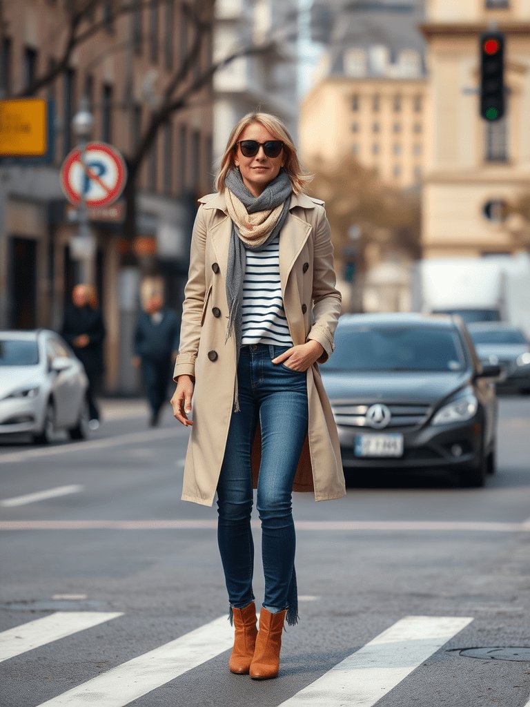 Timeless preppy fall outfit with trench coat