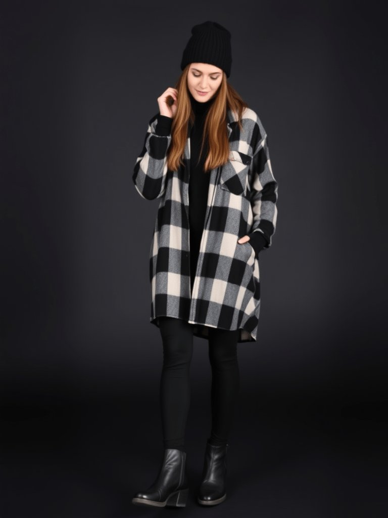 Plaid shirt leggings outfit