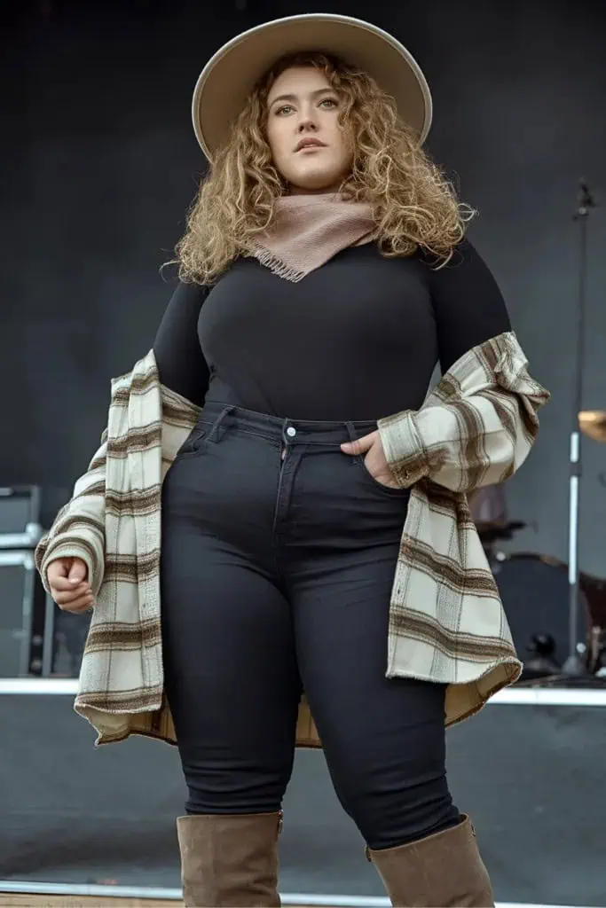 Plus-Size-Winter-Country-Concert-Black-Long-sleeve-Top-Into-Dark-Bootcut-Jeans-Outfit-683x1024