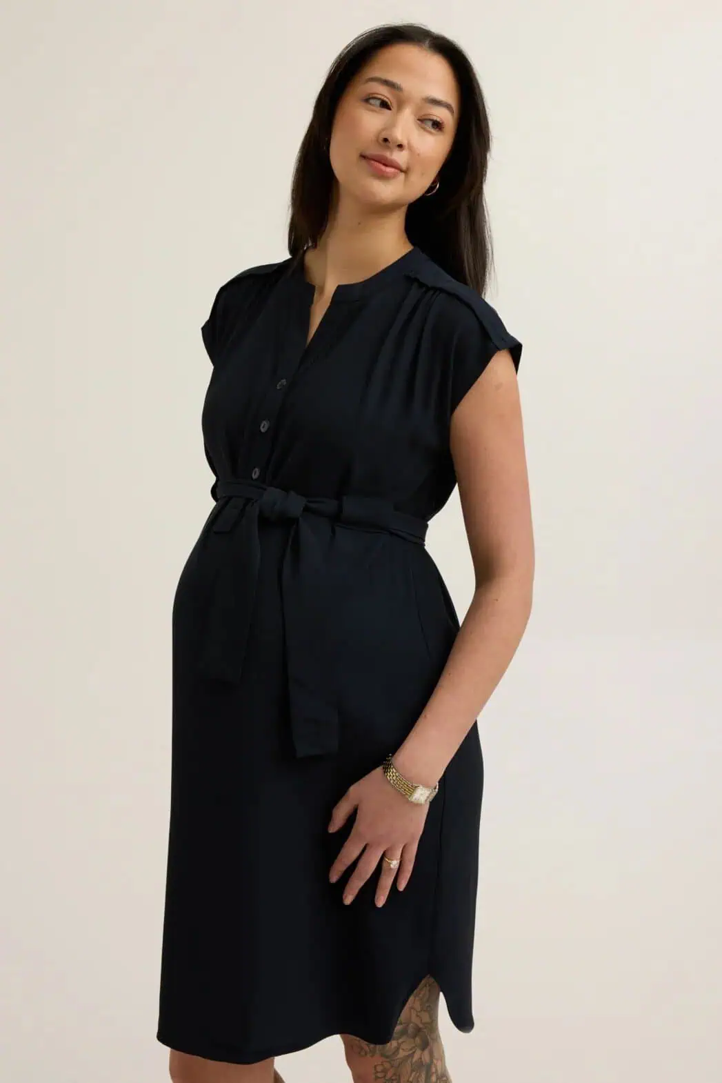 Belted_Woven_Maternity_Work_Dress_-_Navy_4