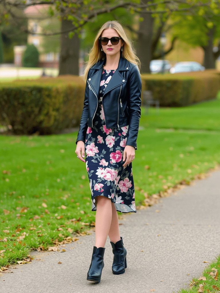 Leather jacket dress outfit