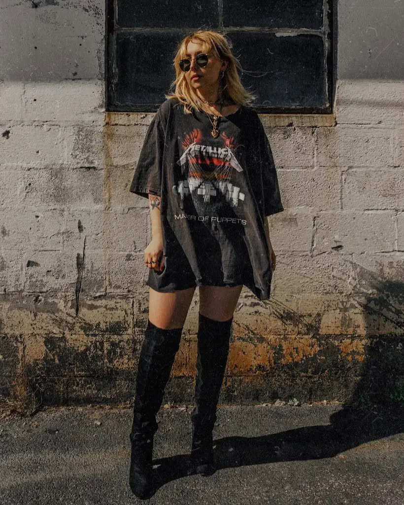 Oversized-Shirt-Thigh-High-Boots