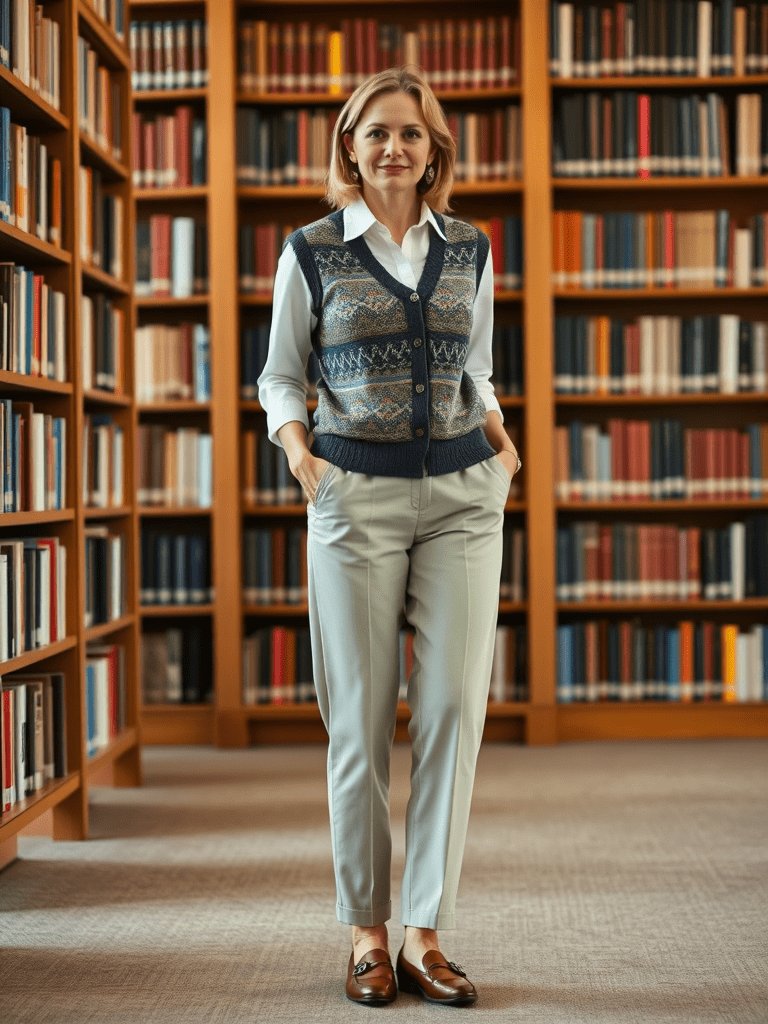 Preppy sweater vest and button-up shirt outfit for fall from Shein