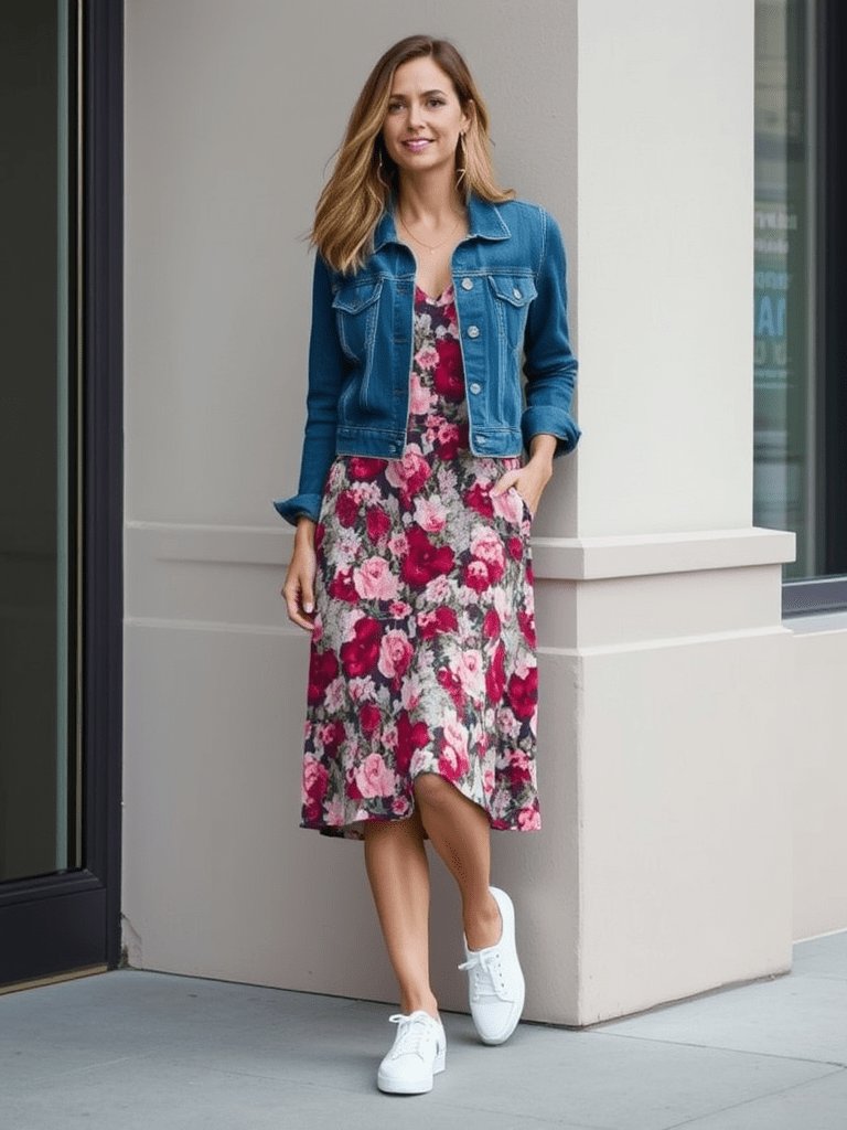 Midi dress sneakers outfit