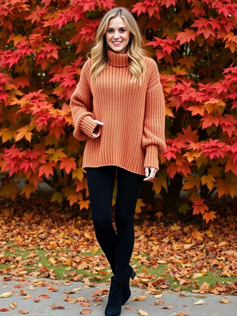 Cozy oversized sweater and leggings outfit for fall from Shein