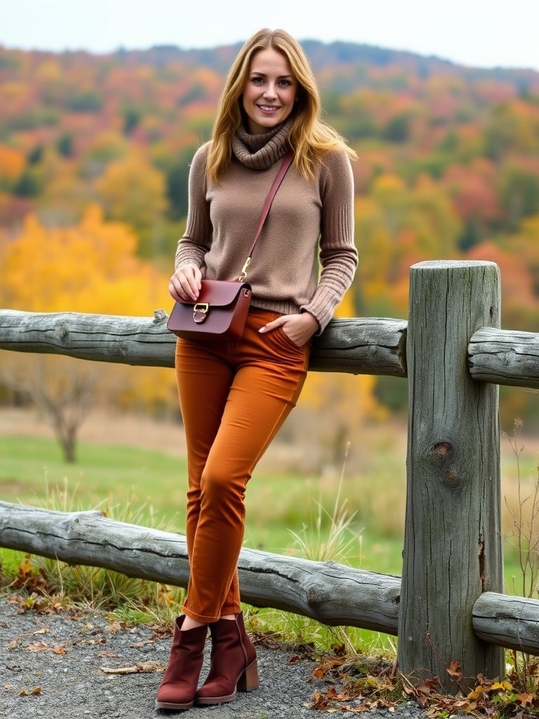 Trendy preppy fall outfit featuring corduroy texture